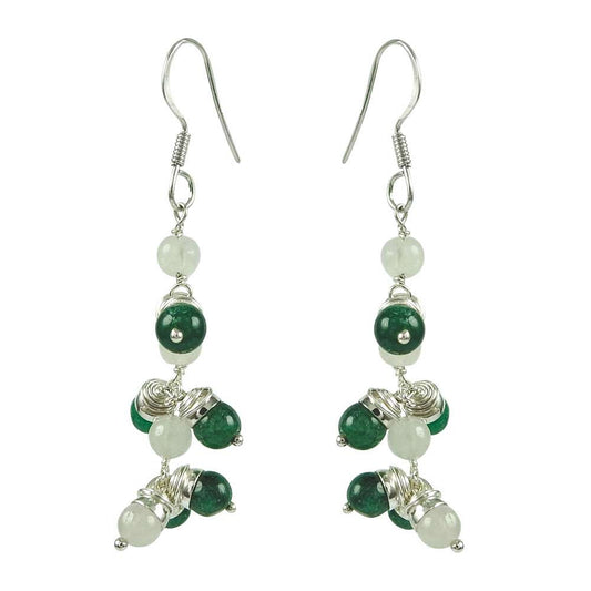 Beautiful Green Aventurine Rose Quartz Gemstone Sterling Silver Earrings 925 Silver Jewellery