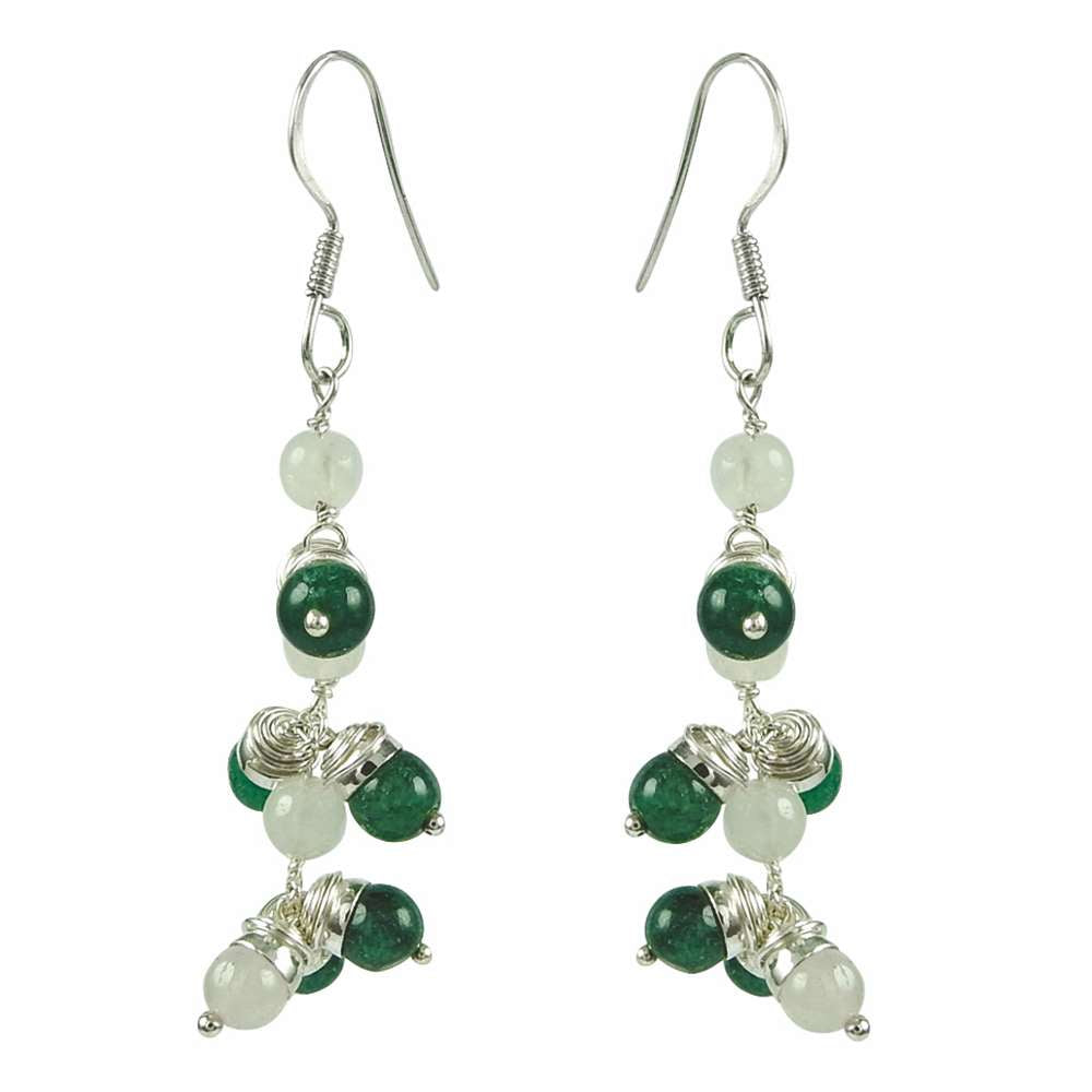Daily Wear Green Aventurine Rose Quartz Gemstone Sterling Silver Earrings 925 Sterling Silver Jewellery