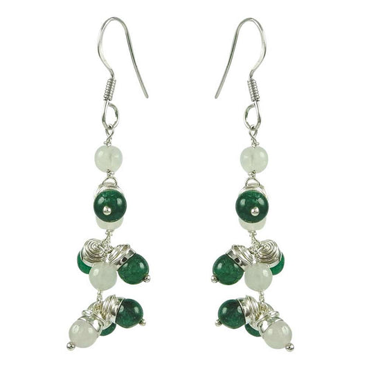 Daily Wear Green Aventurine Rose Quartz Gemstone Sterling Silver Earrings 925 Sterling Silver Jewellery