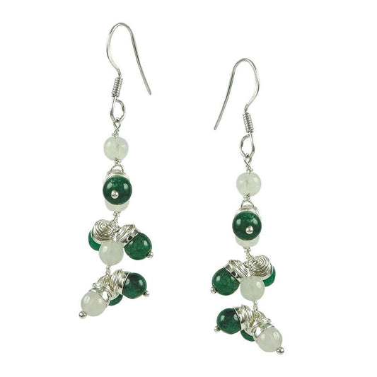 Rare Green Aventurine Rose Quartz Gemstone Sterling Silver Earrings 925 Sterling Silver Fashion Jewellery