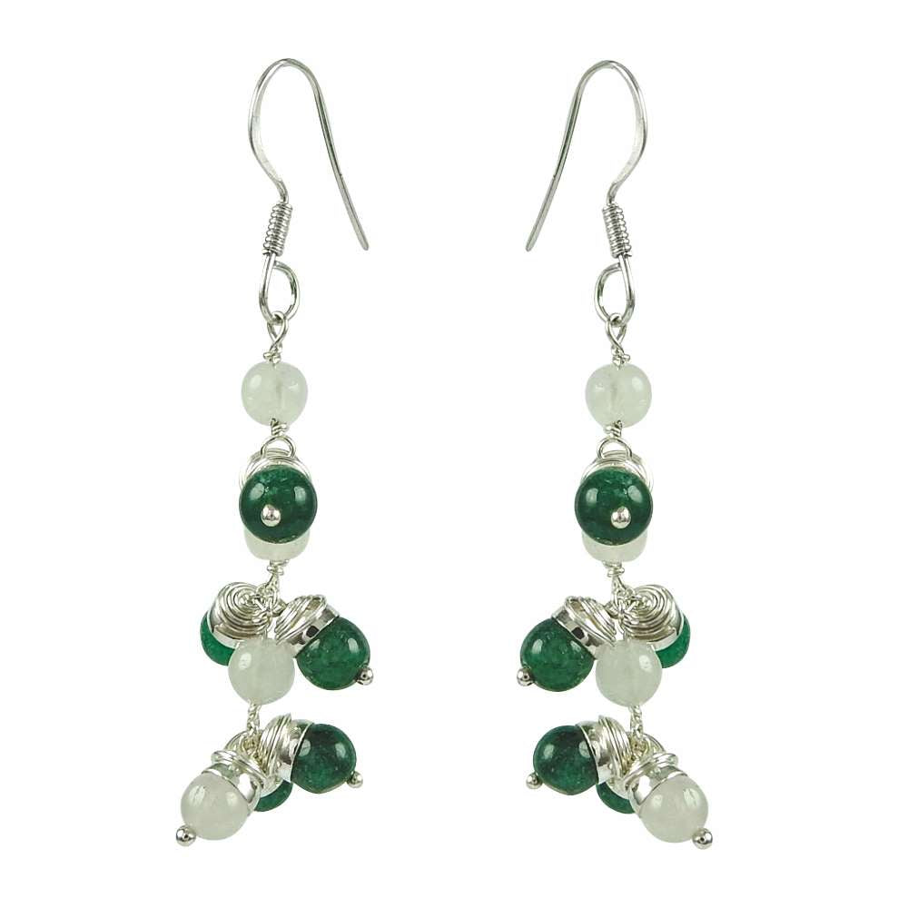Trendy Green Aventurine Rose Quartz Gemstone Sterling Silver Earrings 925 Sterling Silver Gemstone Jewellery