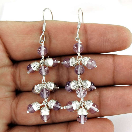 Pretty Amethyst Gemstone Sterling Silver Earrings 925 Sterling Silver Gemstone Jewellery