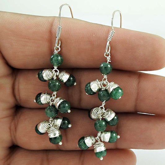 Pleasing Green Aventurine Gemstone Sterling Silver Earrings 925 Sterling Silver Jewellery