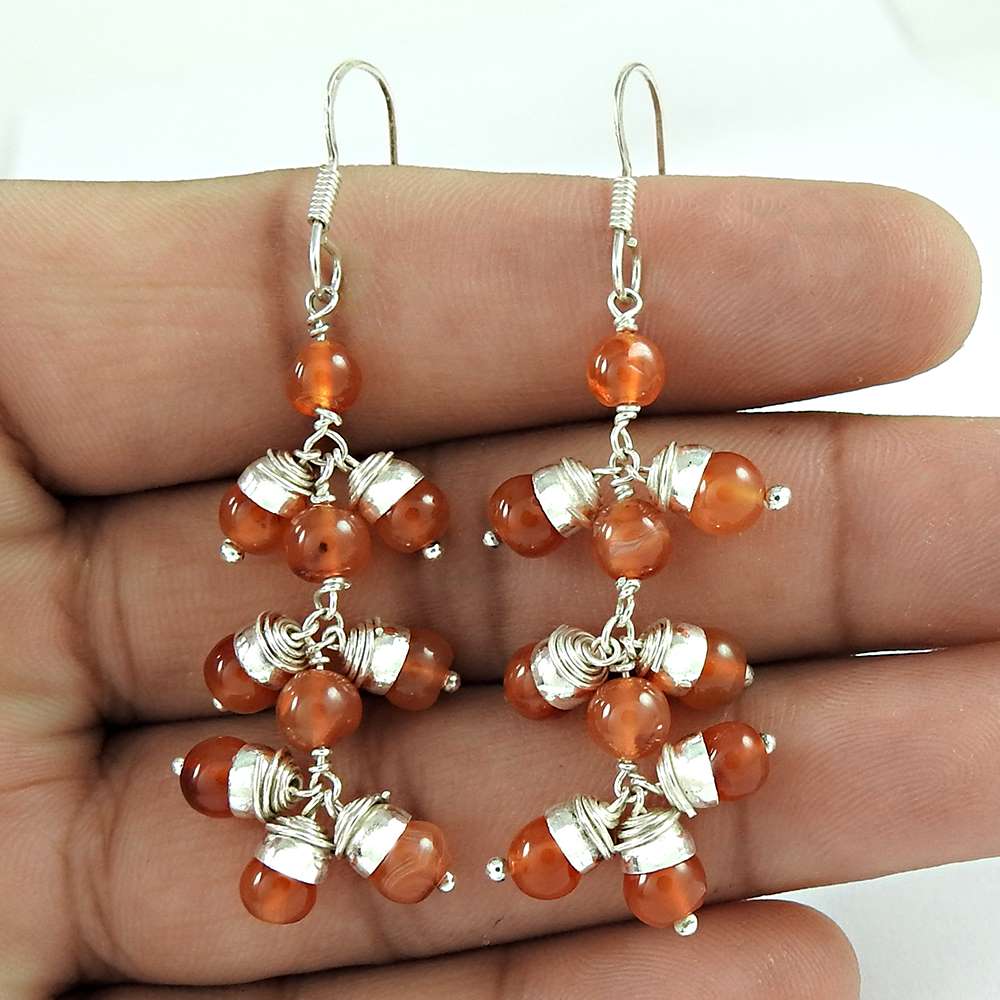 Tempting 925 Sterling Silver Carnelian Earrings Al por mayor