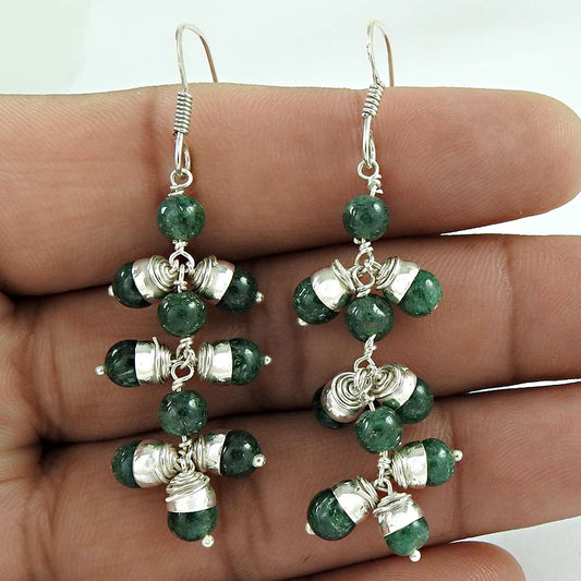 Fashion Green Aventurine Gemstone Sterling Silver Earrings 925 Sterling Silver Antique Jewellery