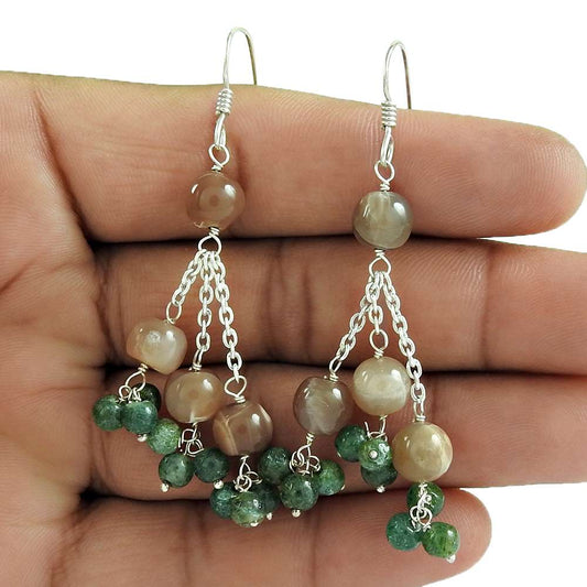 Woman Gift Natural Aventurine Earrings 925 Silver M2