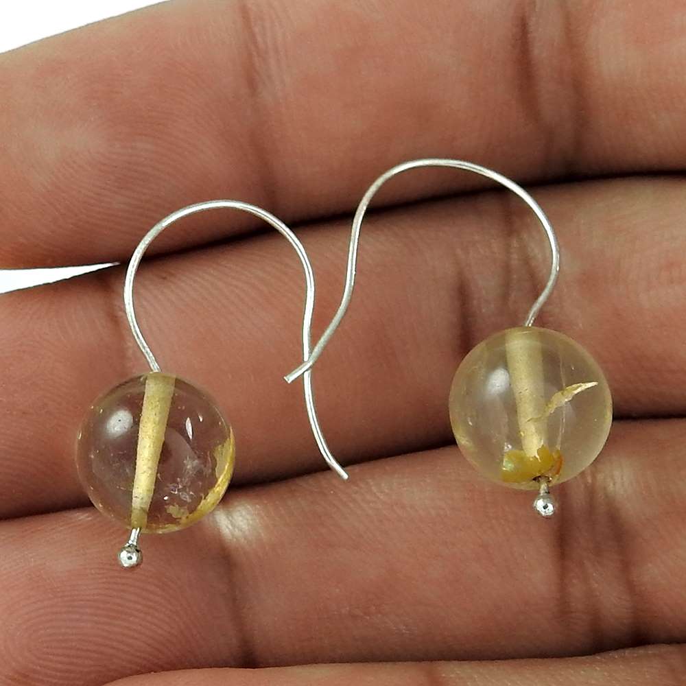 Natural Moonstone Gemstone Dangle Vintage Earrings 925 Sterling Silver L23