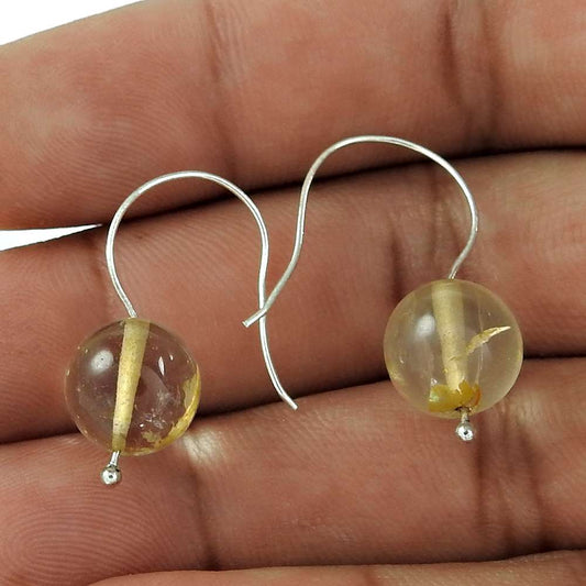 Natural Moonstone Gemstone Dangle Vintage Earrings 925 Sterling Silver L23