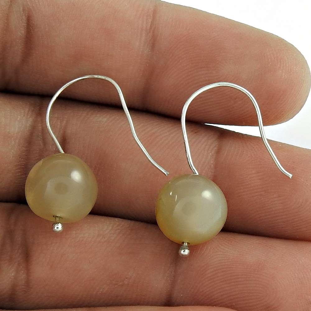 Gift For Her 925 Silver Natural Moonstone Dangle Ethnic Earrings T23