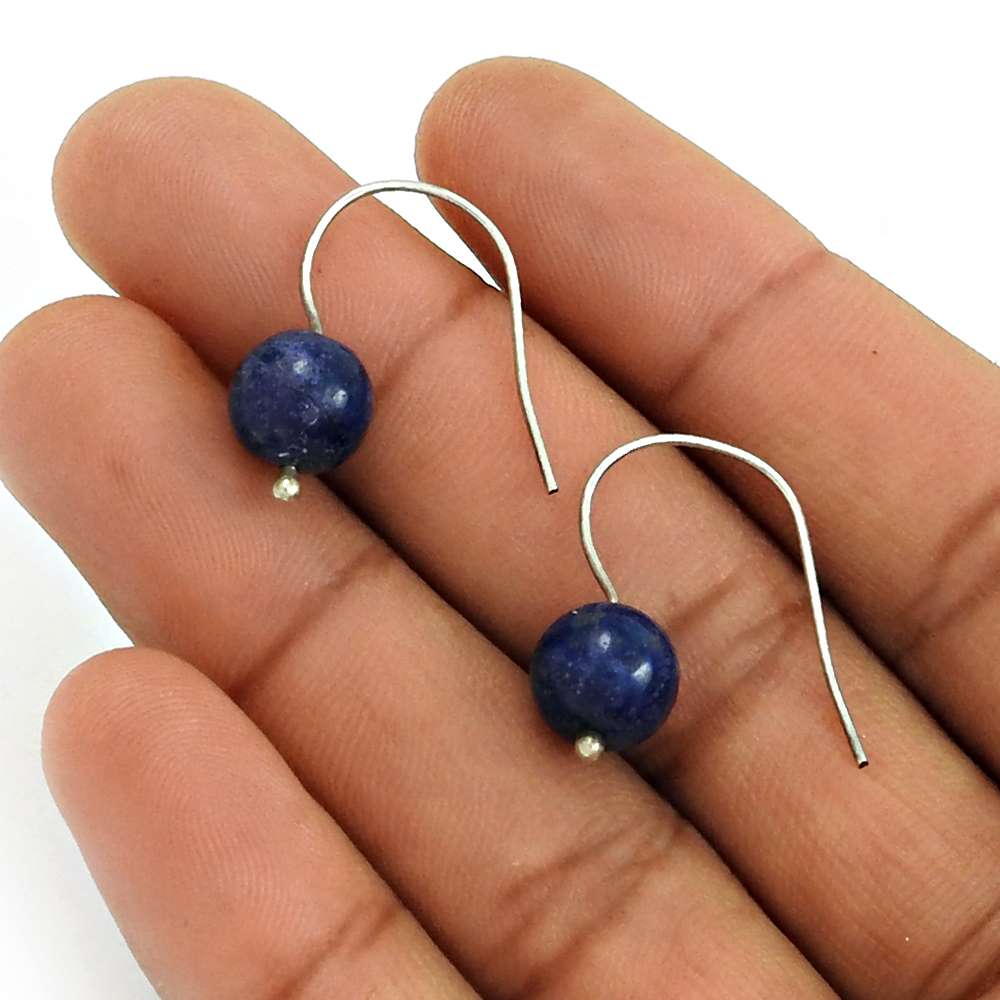 Gift For Her 925 Silver Natural Lapis Lazuli Dangle Dangle Earrings X23