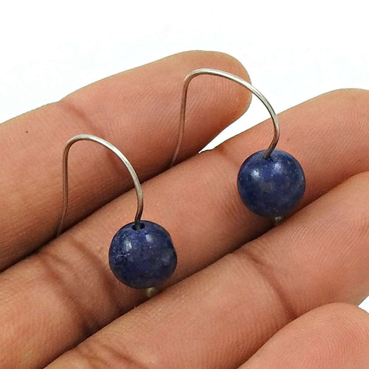 Natural Lapis Lazuli 925 Silver Dangle Dangle Earrings For Women Z23