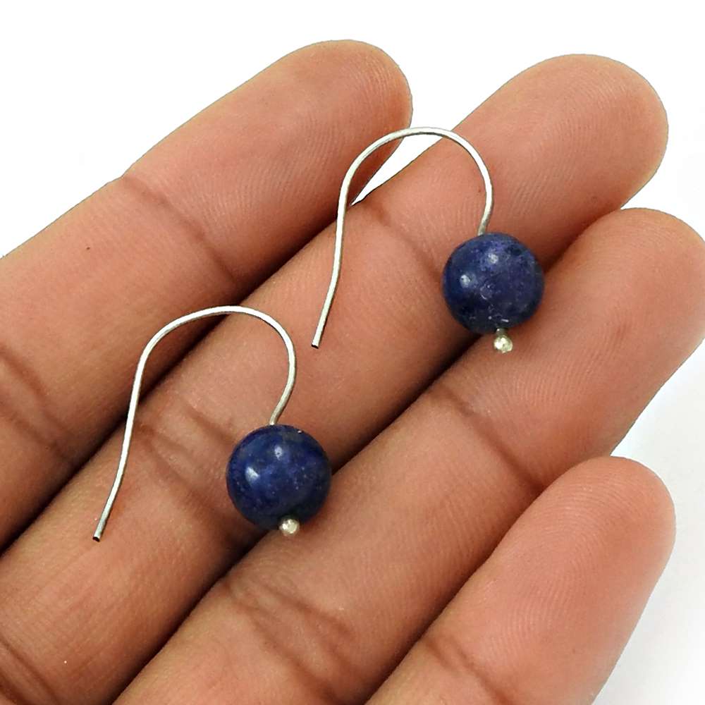 Natural Lapis Lazuli Dangle Dangle Earrings 925 Silver For Girls A24
