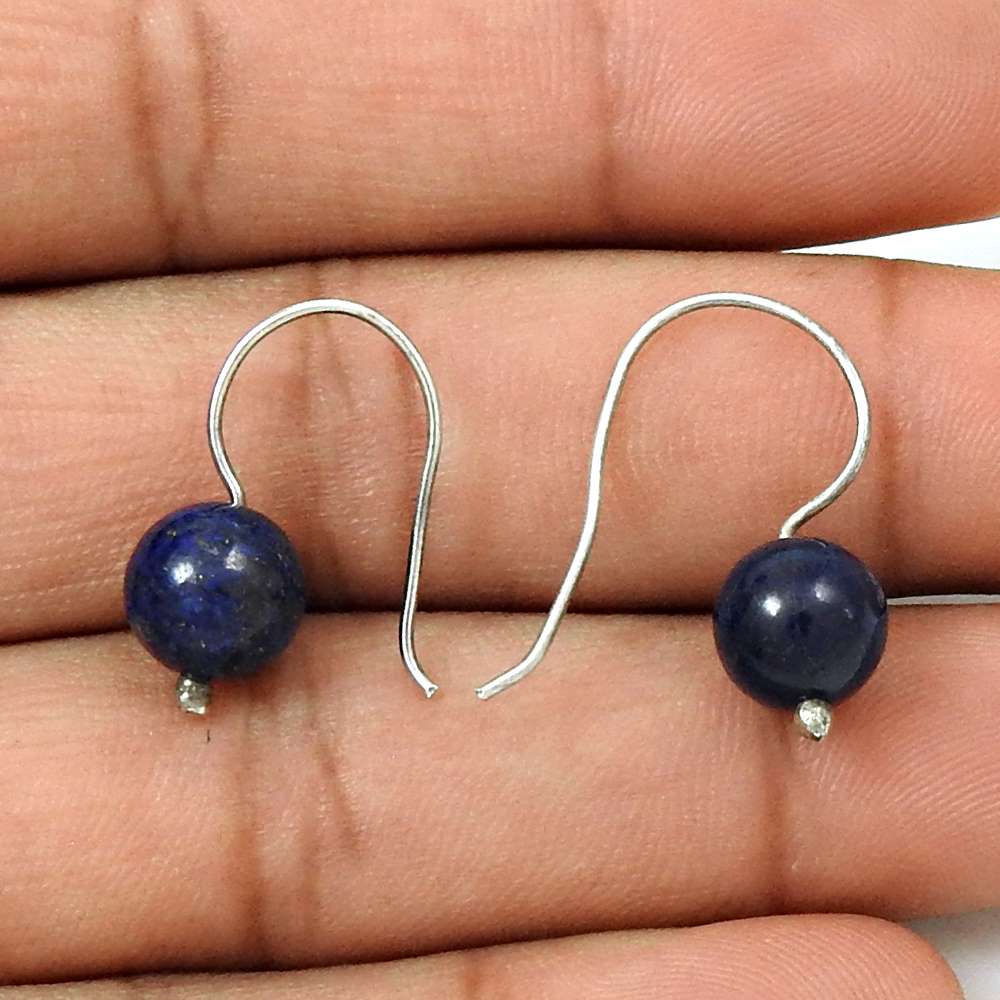 Gift For Her 925 Silver Natural Lapis Lazuli Dangle Dangle Earrings I24