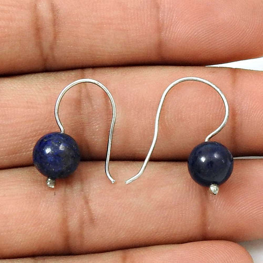 Gift For Her 925 Silver Natural Lapis Lazuli Dangle Dangle Earrings I24