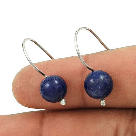 Natural Lapis Lazuli Dangle Dangle Earrings 925 Silver For Girls J24