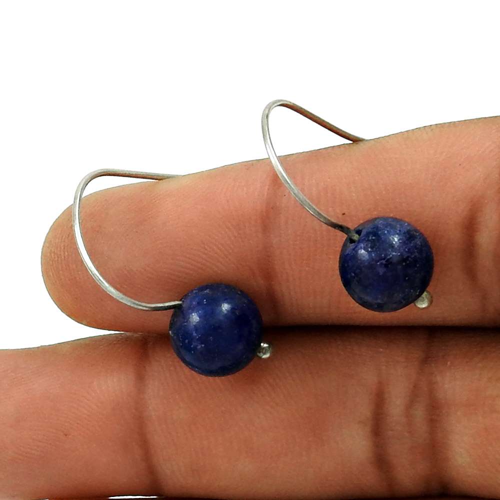 Gift For Women Dangle Dangle Earrings 925 Silver Natural Lapis Lazuli P24