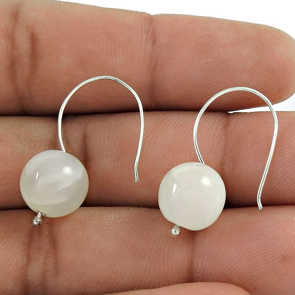 Natural Moonstone Gemstone Dangle Vintage White Earrings 925 Silver Y24