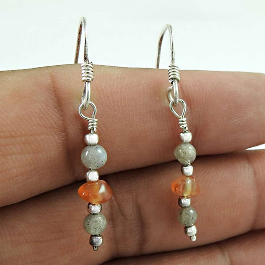 Party Wear Carnelian labradorite Gemstone Sterling Silver Earrings Jewelry Wholesale Price