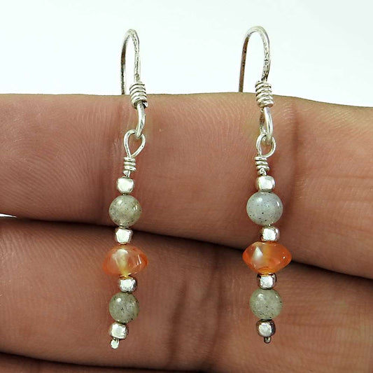 Big Fabulous Carnelian labradorite Gemstone Sterling Silver Earrings Jewelry Supplier India