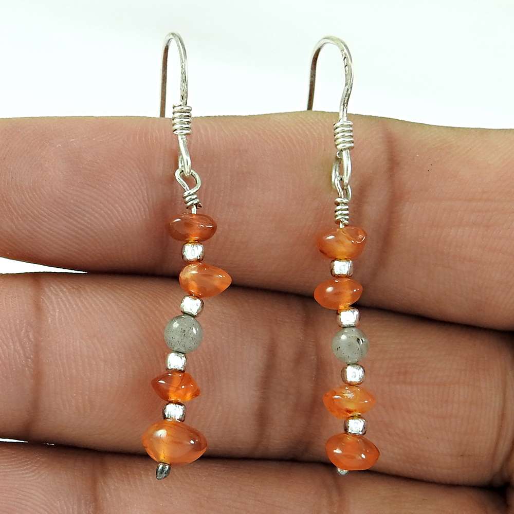 Big Secret Carnelian labradorite Gemstone Sterling Silver Earrings Jewelry Exporter India