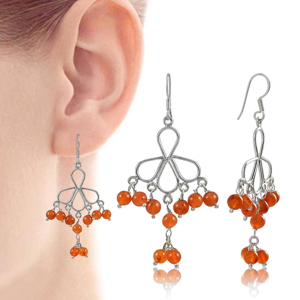 Fantastic Quality Carnelian Gemstone Sterling Silver Earrings Jewelry Al por mayor