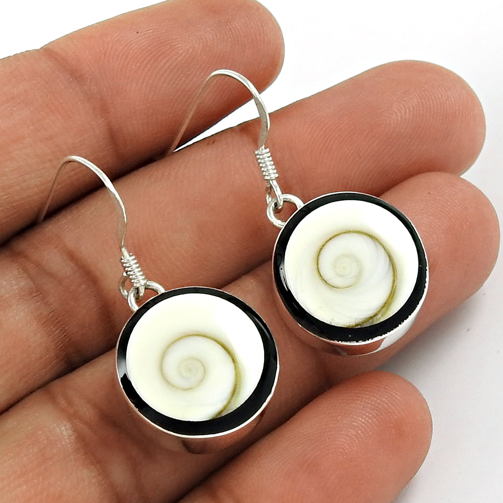 Christmas Gift Earrings 925 Sterling Silver Natural Shell Gemstone E3