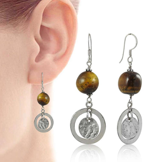 Sizzling Tiger Eye Gemstone Sterling Silver Earrings Jewelry Großhändler