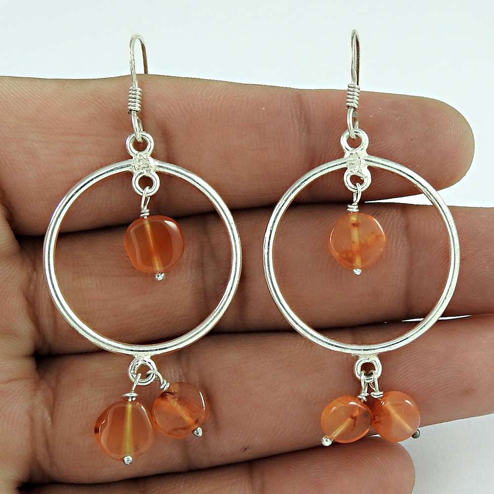 Best Design Carnelian Gemstone Sterling Silver Earrings Jewelry Grossiste