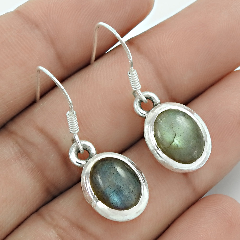 Natural Labradorite Vintage Christmas Gift Earrings 925 Silver For Girls K1