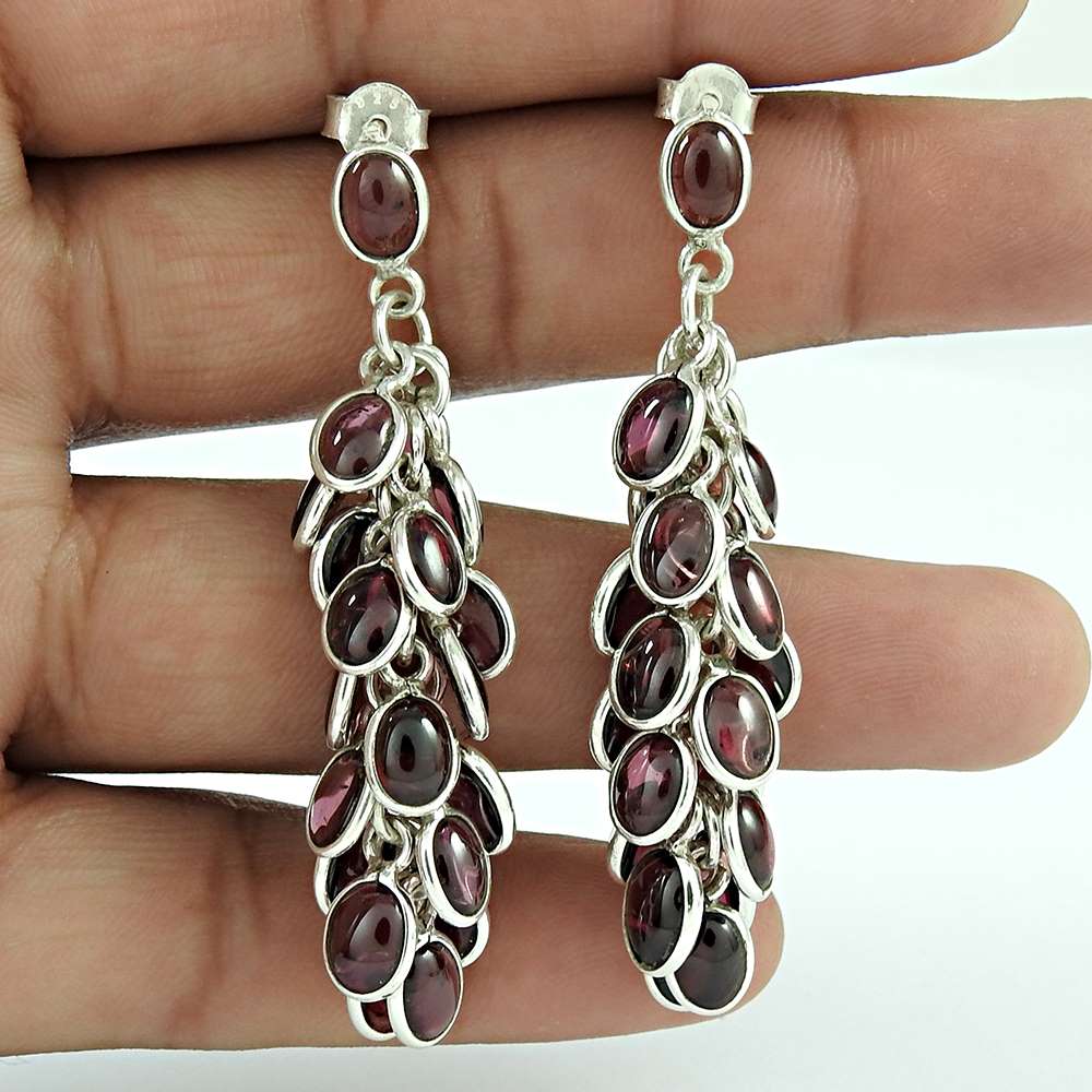 Classic Garnet Gemstone Sterling Silver Earrings 925 Sterling Silver Jewellery
