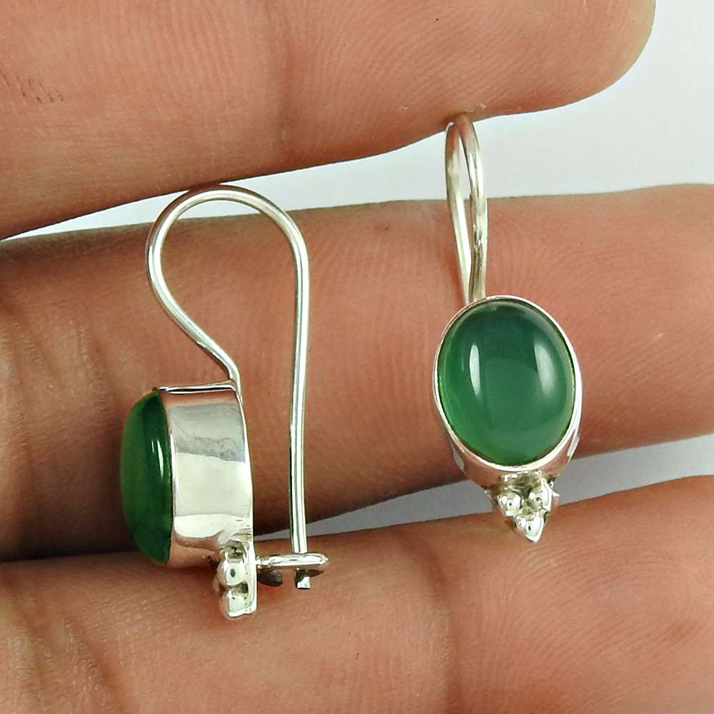 Anniversary Gift For Her Natural Onyx Dangle Dangle Earrings 925 Silver D30