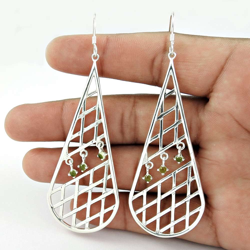Delightful Peridot Gemstone Sterling Silver Earrings Jewelry Fabricante