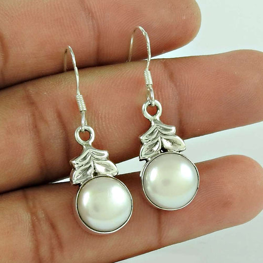 Woman Gift Natural Pearl 925 Sterling Silver Earrings W3