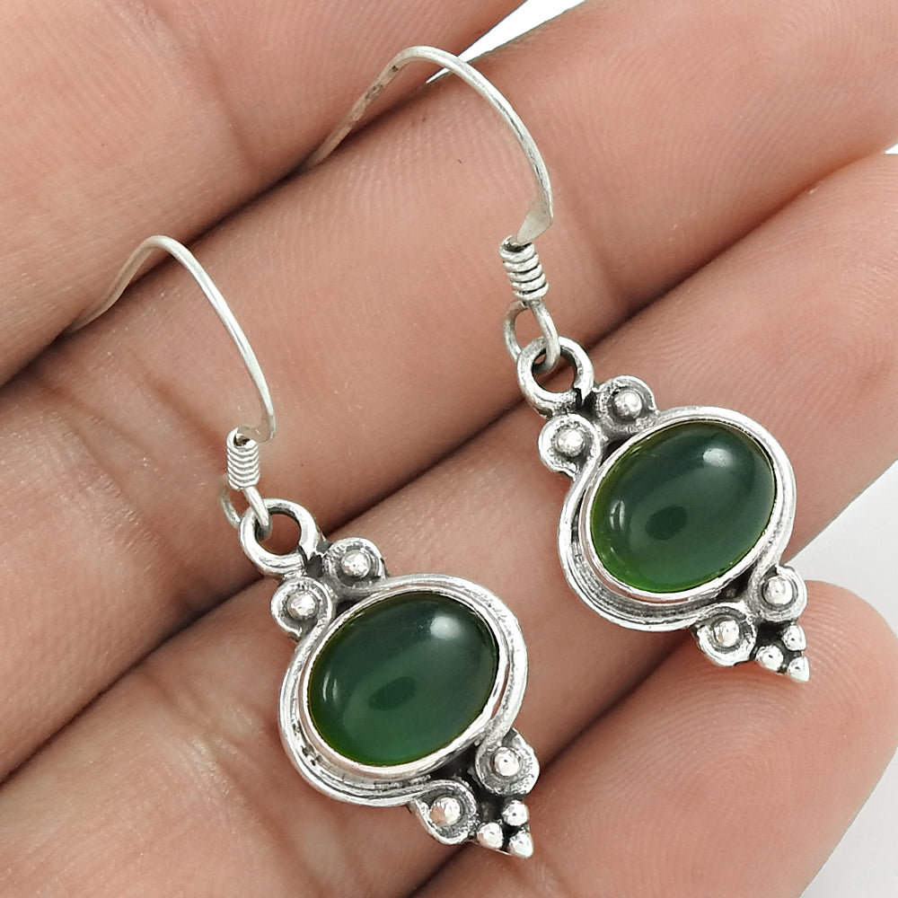 Natural Onyx Gemstone Christmas Gift Earrings 925 Sterling Silver P1