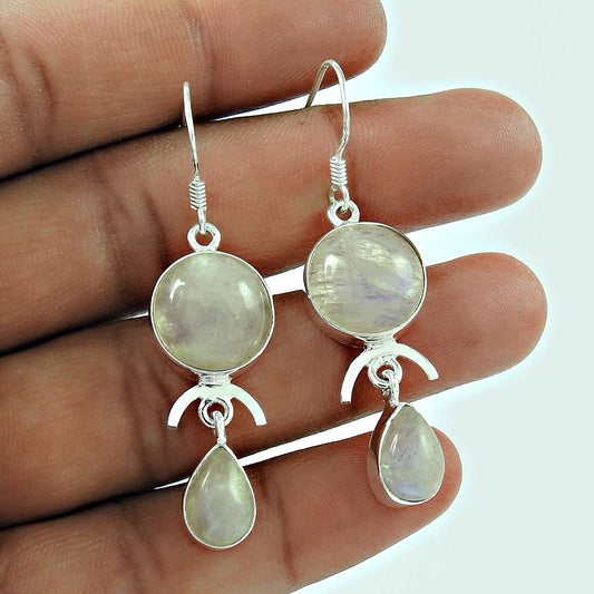 Daily Wear 925 Sterling Silver Rainbow Moonstone Earring Jewellery