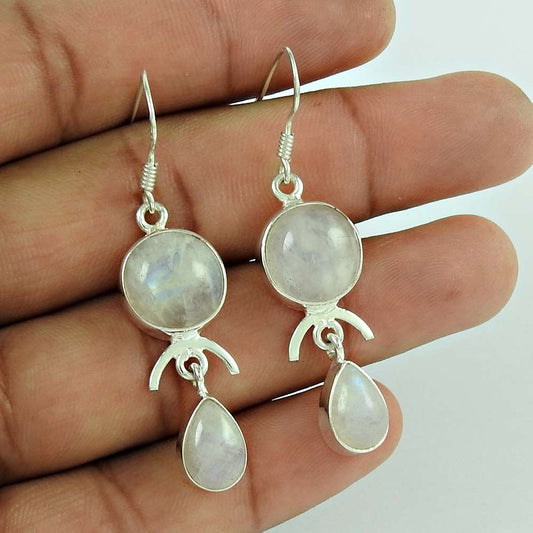 Antique Look Rainbow Moonstone Gemstone Sterling Silver Earrings Jewelry Großhandel