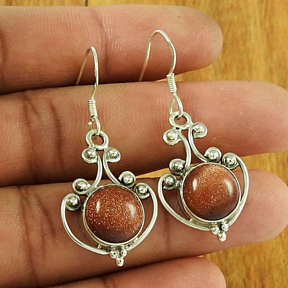 Brown Sunstone Gemstone Jewellery 925 Sterling Silver Earring