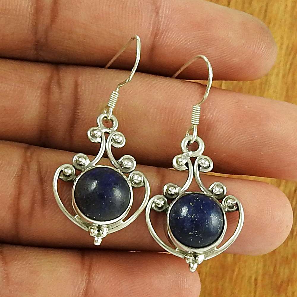 Lapis Gemstone Designer Earring 925 Sterling Silver Jewellery
