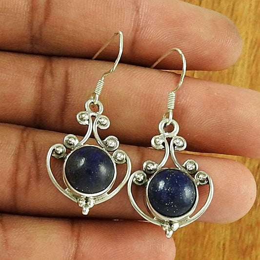 Lapis Gemstone Designer Earring 925 Sterling Silver Jewellery