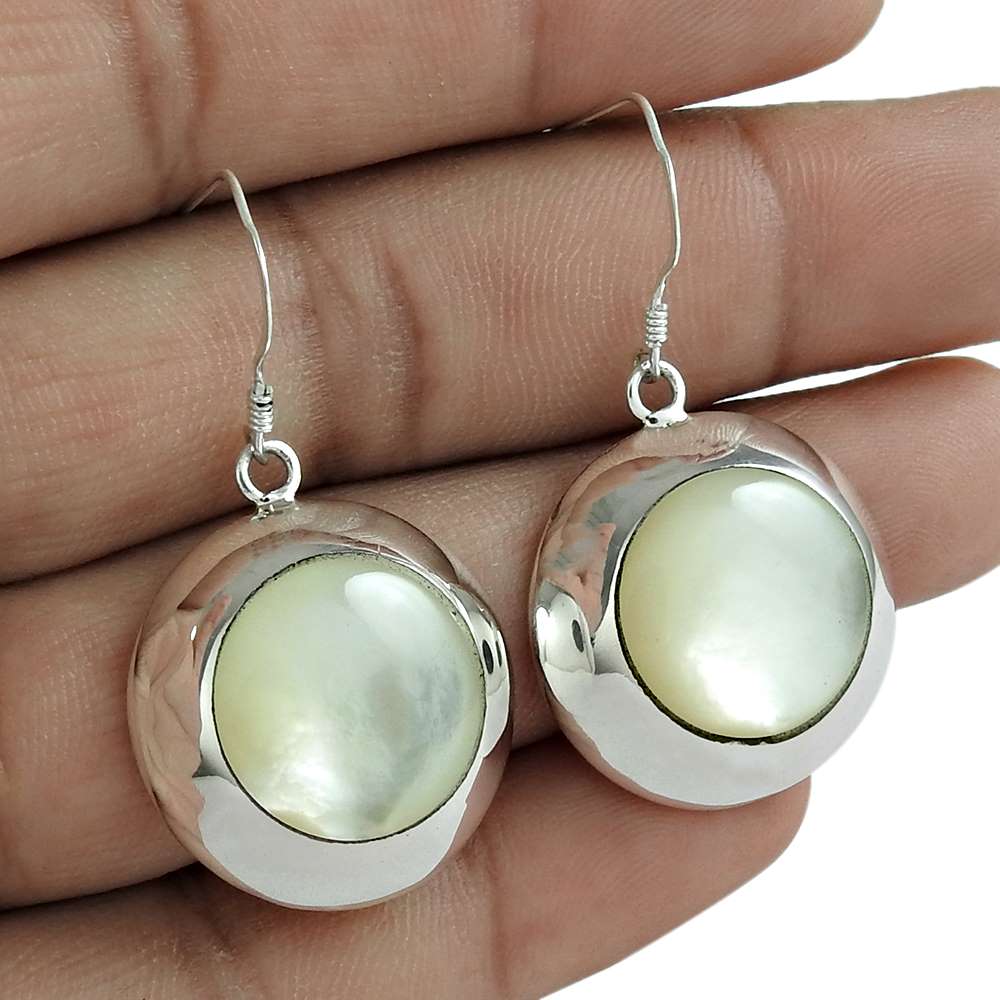 Natural Mother Of Pearl 925 Silver Dangle Boho Earrings For Girls C34
