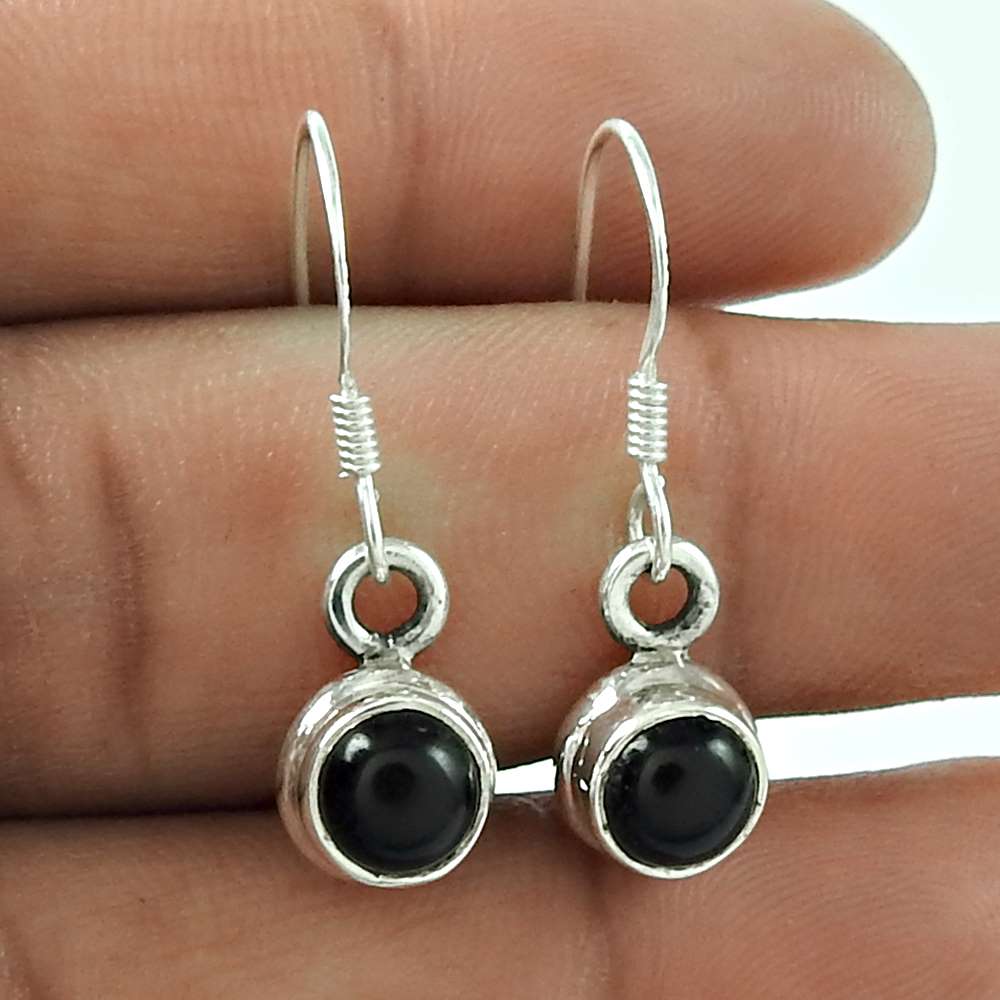 Stunning 925 Sterling Silver Black Onyx Gemstone Earring Jewellery