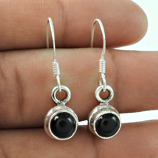 Stunning 925 Sterling Silver Black Onyx Gemstone Earring Jewellery