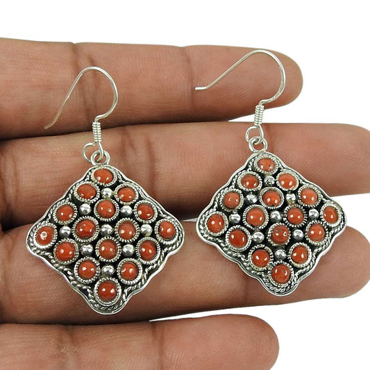 Delicate Light 925 Sterling Silver Coral Earrings Wholesale