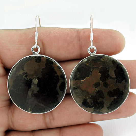 Wedding Gift For Her 925 Silver Natural Jasper Dangle Boho Earrings Z35
