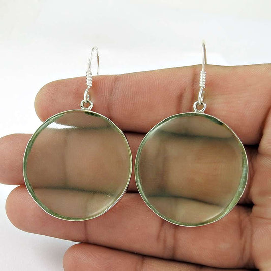 Natural Crystal Gemstone Dangle Bohemian Earrings 925 Silver For Women B36