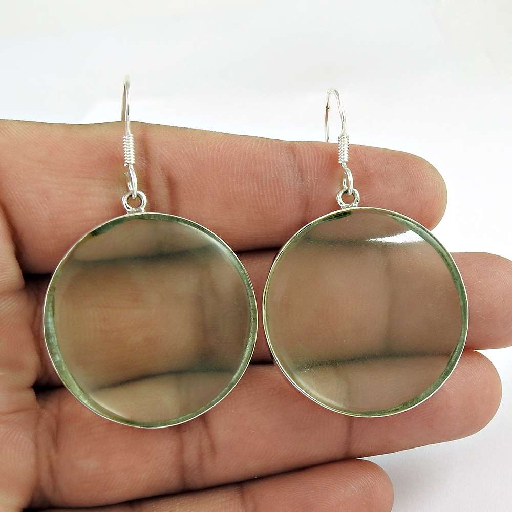 Natural Crystal Gemstone Dangle Bohemian Earrings 925 Silver For Women C36