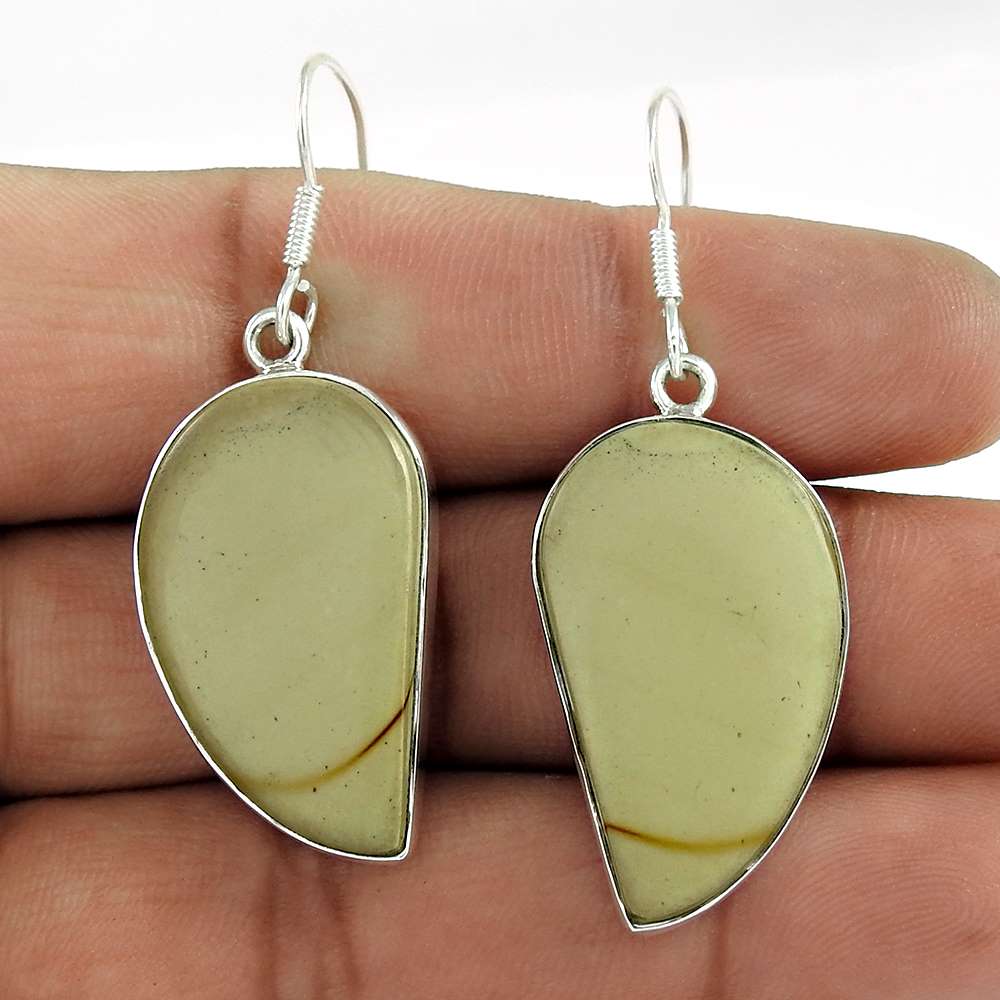 Natural Rhyolite Jasper 925 Silver Dangle Boho Earrings For Girls P36