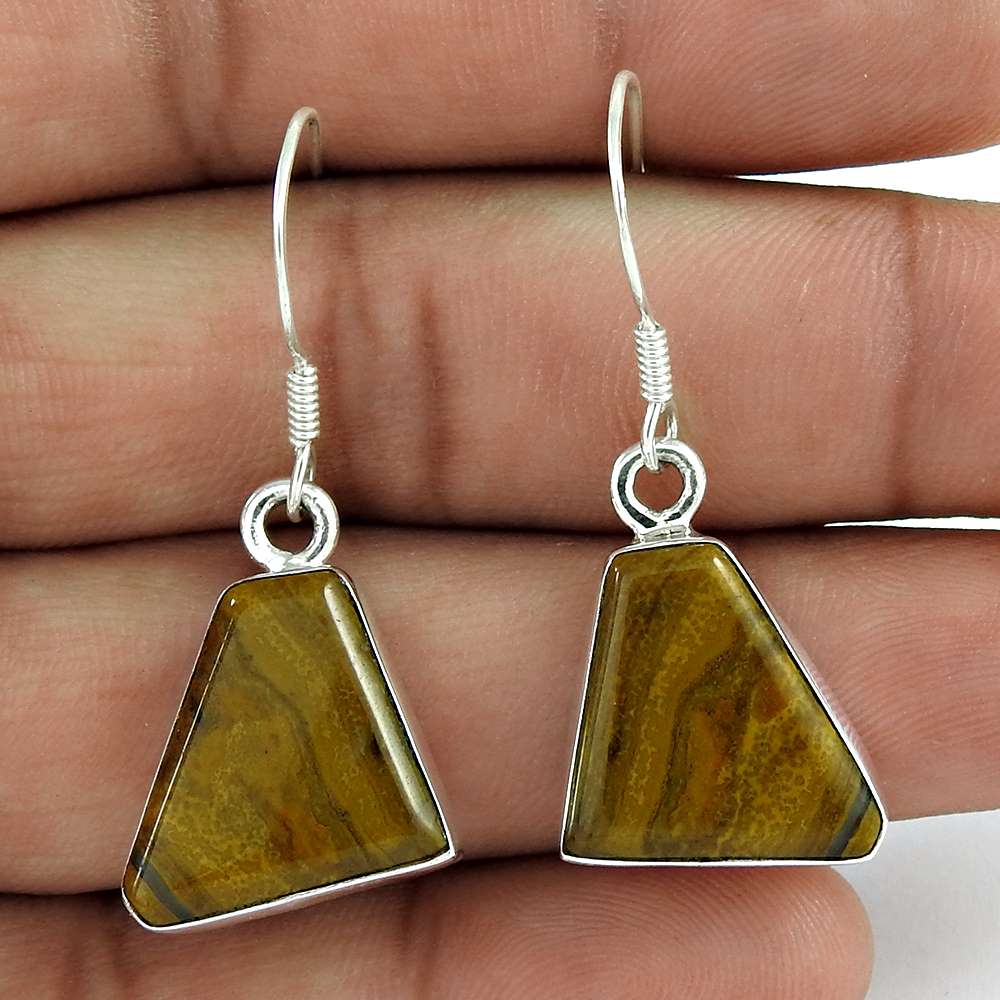 Natural Pietersite Gemstone Earrings 925 Sterling Silver I6