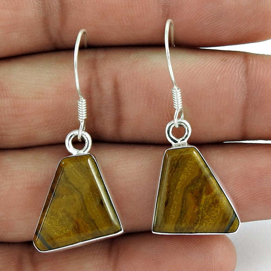 Natural Pietersite Gemstone Earrings 925 Sterling Silver I6