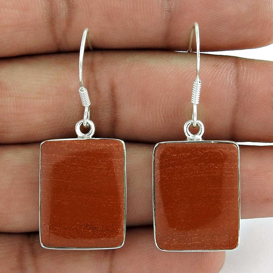 Natural Mushroom Rhyolite Gemstone 925 Sterling Silver Earrings K6